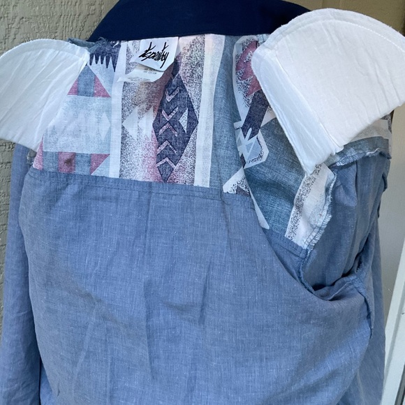 Vintage tapestry lightweight cotton denim aztec contrast collar & pocket flaps M - Picture 10 of 12